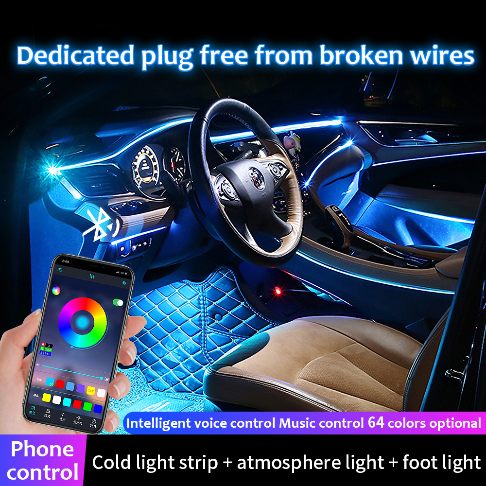 Lumière ambiante intérieure de - Led Ambient Interior Car Lights App Control avis et prix