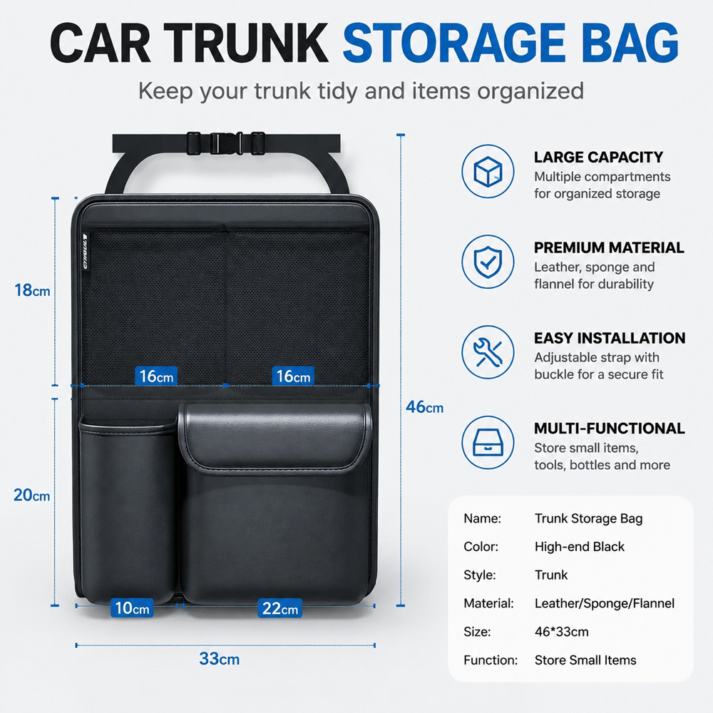 1 pièce, organisateur de coffr - Car Trunk Organizer Foldable Storage Box avis et prix